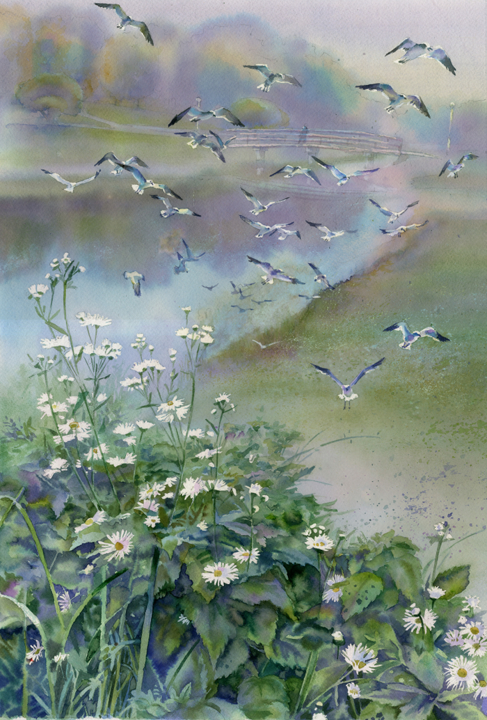 Пейзаж с чайками
