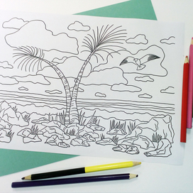 Раскраска "Пара пальм"