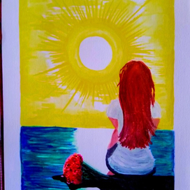 Открытка. Девушка смотрит на море. А5