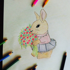 Зайка с букетом