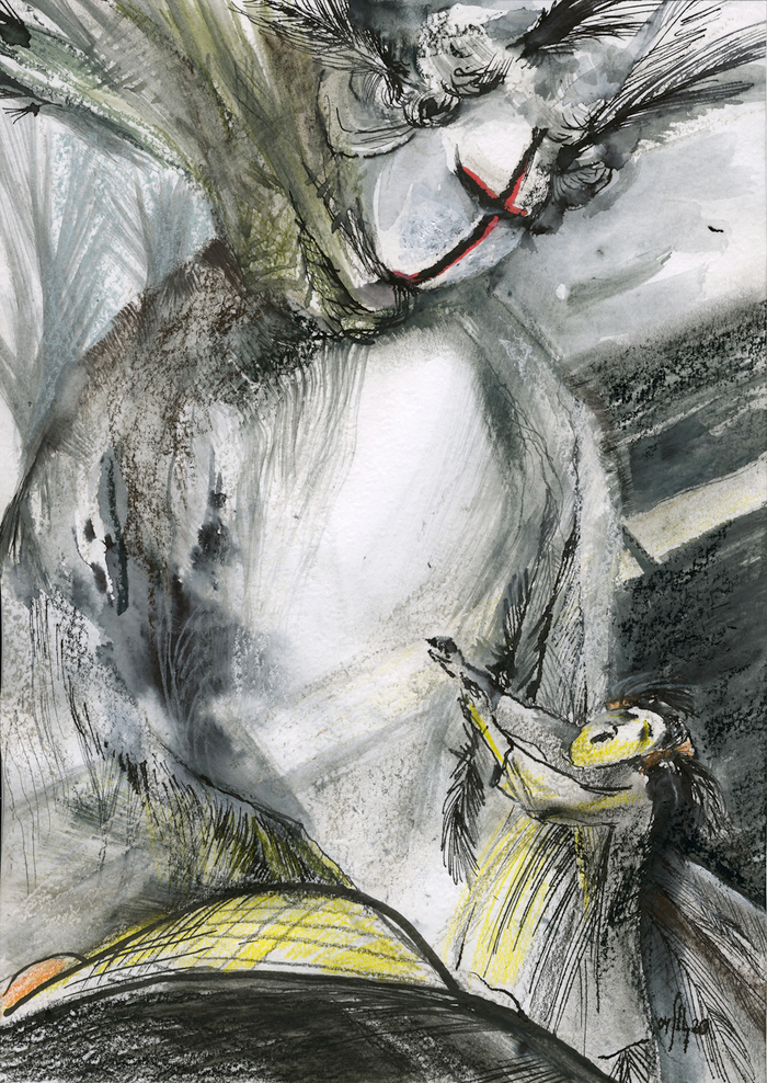 Иллюстрация к рассказу Елены Ахматовой Barbus sine pennis