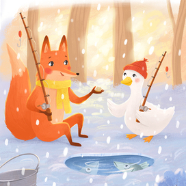 Лисонька и гусик