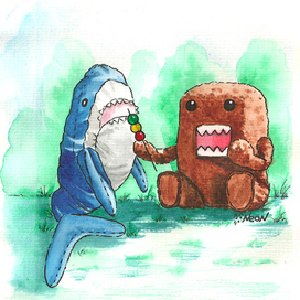 Акула Блохэй в гостях у японского Домо-куна