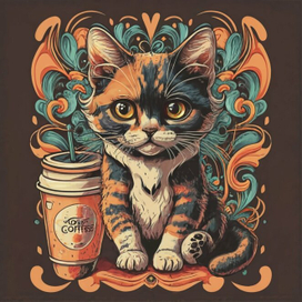 кошка с кофе