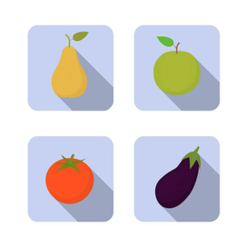 Прямоугольные иконки овощи, фрукты 