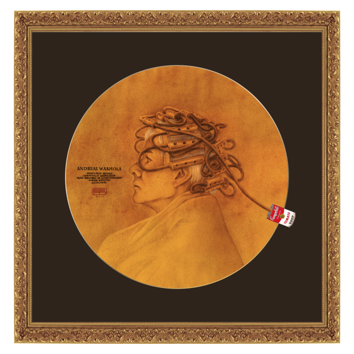 Известный американский художник Энди Уорхол, вышедший в парикмахерскую сделать химическую завивку и на время   превратившийся в Барона Мюнхгаузена, исполненный в псевдоклассическом стиле, с необходимым налетом постмодернизма.