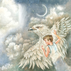 Светлая и тёмная птица. Иллюстрация к детскому стихотворению.