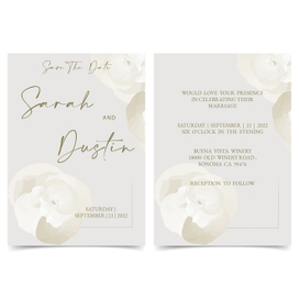 Save the date wedding invitation watercolor magnolia