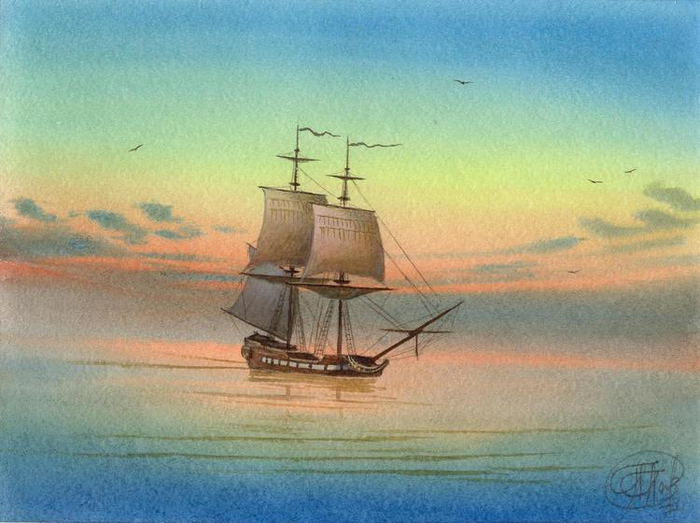 В утреннем море