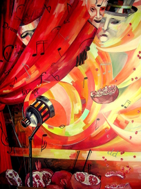 панно"Театр"заказ.из триптиха"Музыка"