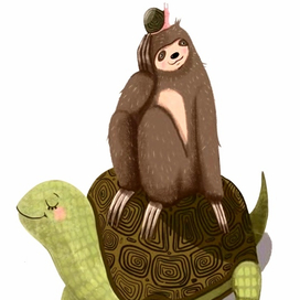 Ленивец на черепахе 