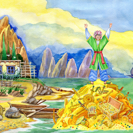 Иллюстрация к сказке Т. Темировой "Рыбак и море"