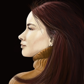 Портрет девушки с бордовыми волосами