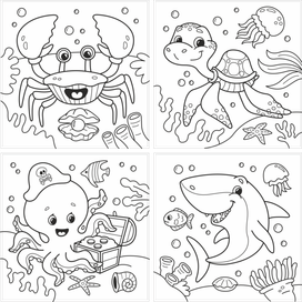 Раскраски. Морские обитатели