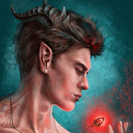 Юноша-козерог, фэнтези портрет