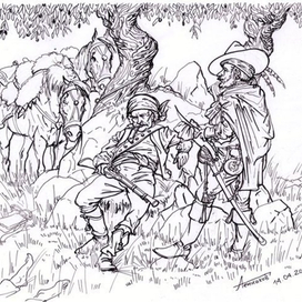 Эпизод войны в Испании. Гверильясы после нападения на гусарский пикет 