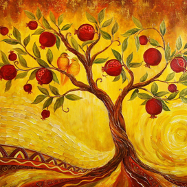 Гранатовое дерево - картина в этно-стиле