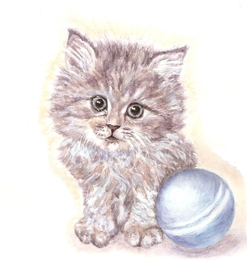 Котёнок с мячиком