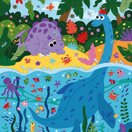 Динозаврики на пляже