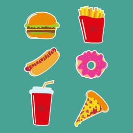 Стикеры с фаст-фудом