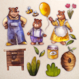 Набор клипарт элементов "Медведи"