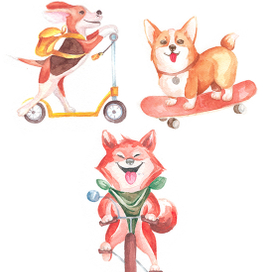 Акварельные собачки