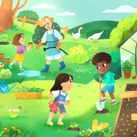 Иллюстрация для детской книги | В саду