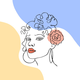 Девушка с цветком, принт