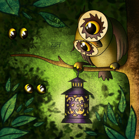 Сова и фонарь