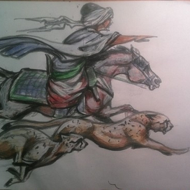 Эскиз. Охота с гепардами