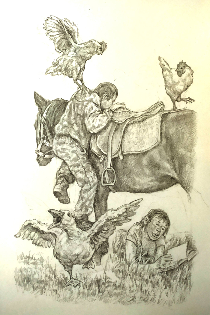 Как залезть на лошадь при помощи ног.