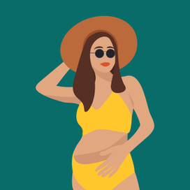 Simple cute vector illustration of a pregnant woman