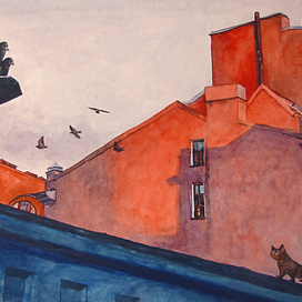 Дворик на Петроградке на закате