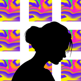 силуэты с ярким фоном 