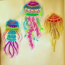 Медузы. Раскрашивание.