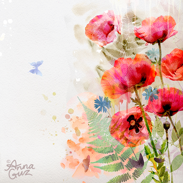 Маки. акварельный этюд