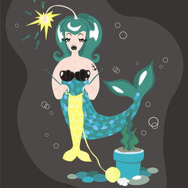 Русалка за вязанием