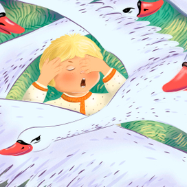 Иллюстрации к сказке "Гуси -Лебеди"