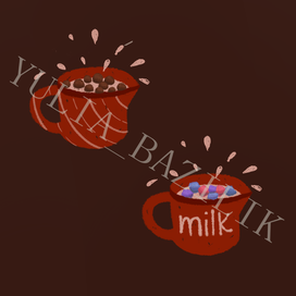 кружка с молоком (в двух вариантах)