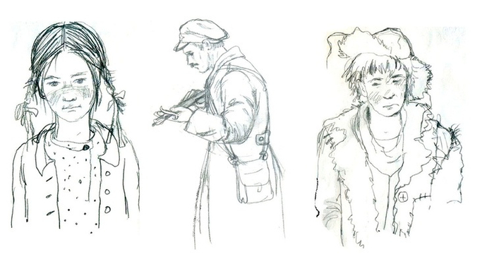 Эскизы к повести А. Рыбакова "Кортик".