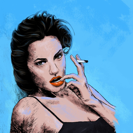Скетч-портрет Анджелины Джоли в стиле поп-арт 🔥🫦