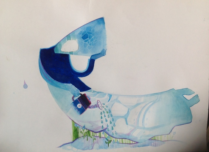 Снежная королева на пенсии поливает подснежники 