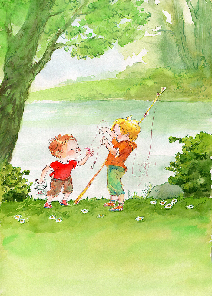 Дети на рыбалке