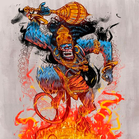 Хануман поджигающий Ланку