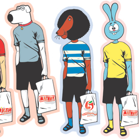 стикер пак Магнит и Пятерочка и другие потребительские лавки