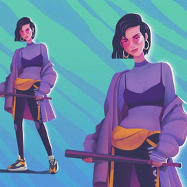 2d иллюстрация - девушки/верблюды 