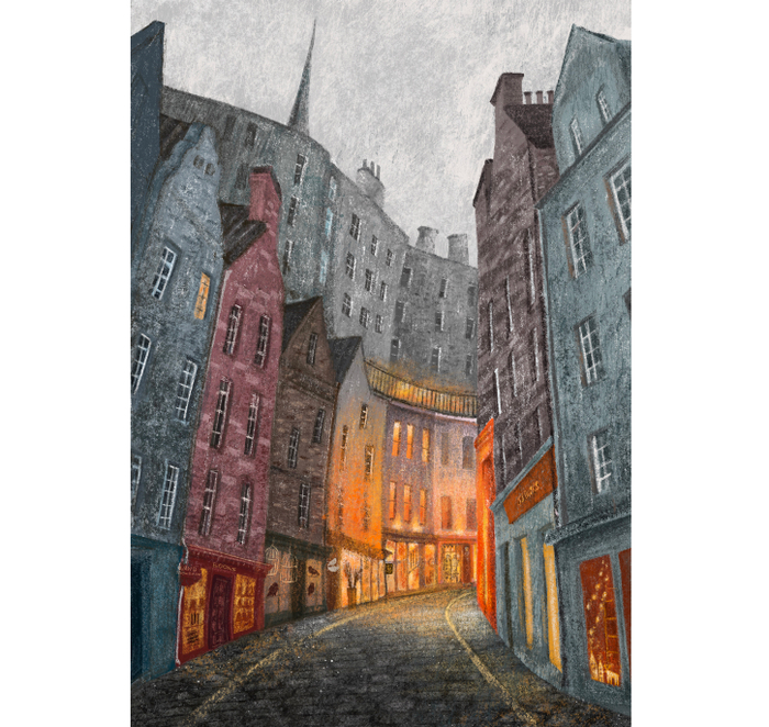 Волшебная улица. Иллюстрация для серии открыток 