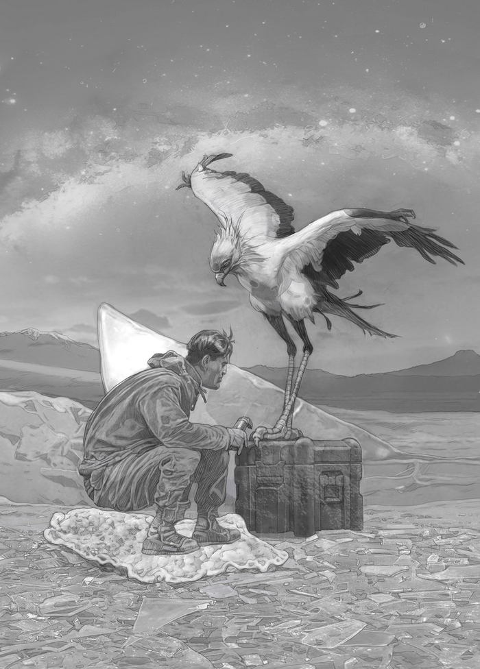 Иллюстрация для книге в жанре фантастики.