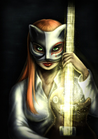 Портрет вокалистки, бэнд-лидера и автора песен группы "Felidae" ("Фелида") Людмилы Крис Мешковой. 