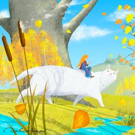 Про девочку и Большую белую кошку. Октябрь)))